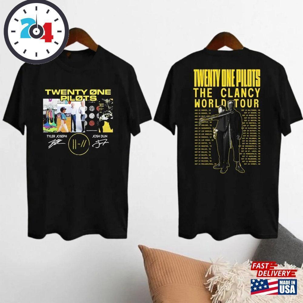 Twenty One Pilots Clancy World Tour  Tshirt Signatures 2 Sided
